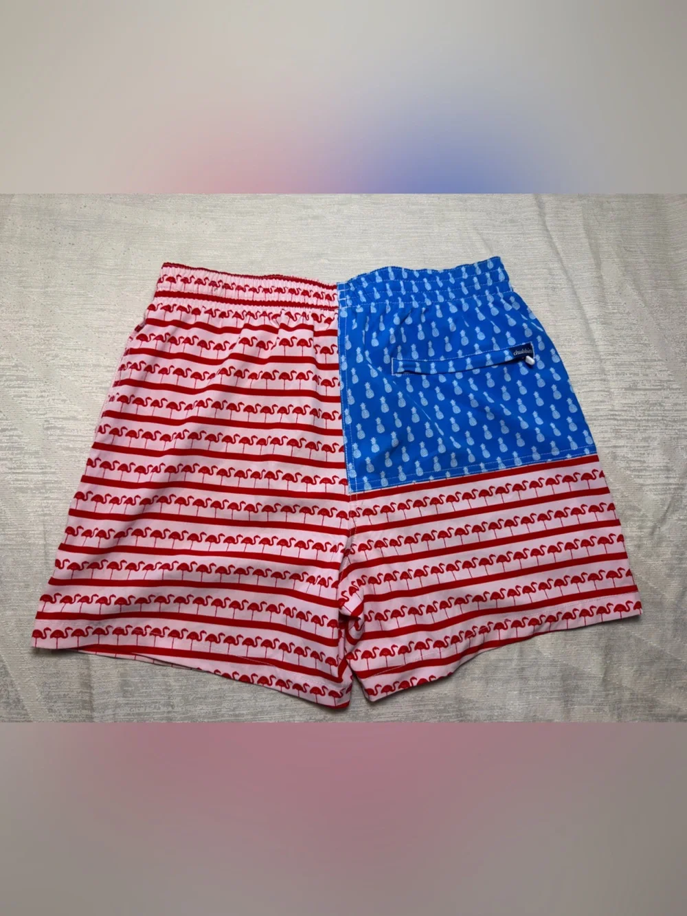 Chubbies Men’s Medium Fruited Plains Flamingo Swim Trunks American Patriotic